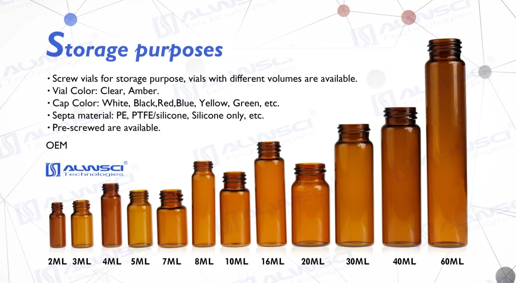 Alwsci ND13 3ml Amber Screw Neck Storage Glass Sample Vial